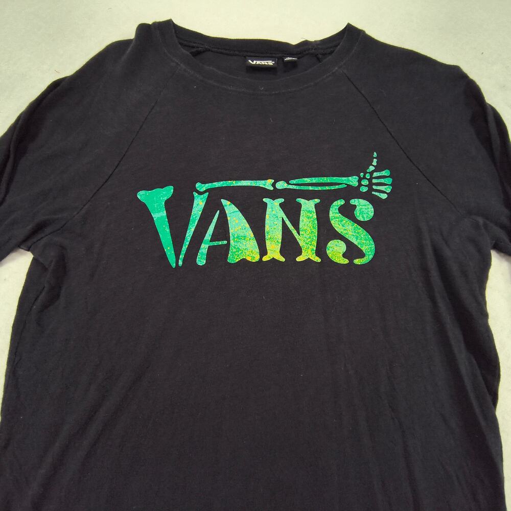 Vans Off The Wall Casual Long Sleeve Graphic T Shirt Womens Size XL Black